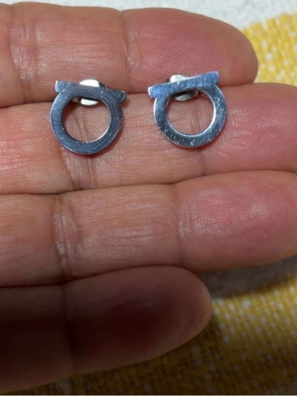 Modern Silver Circle Bar Stud Earrings for Women